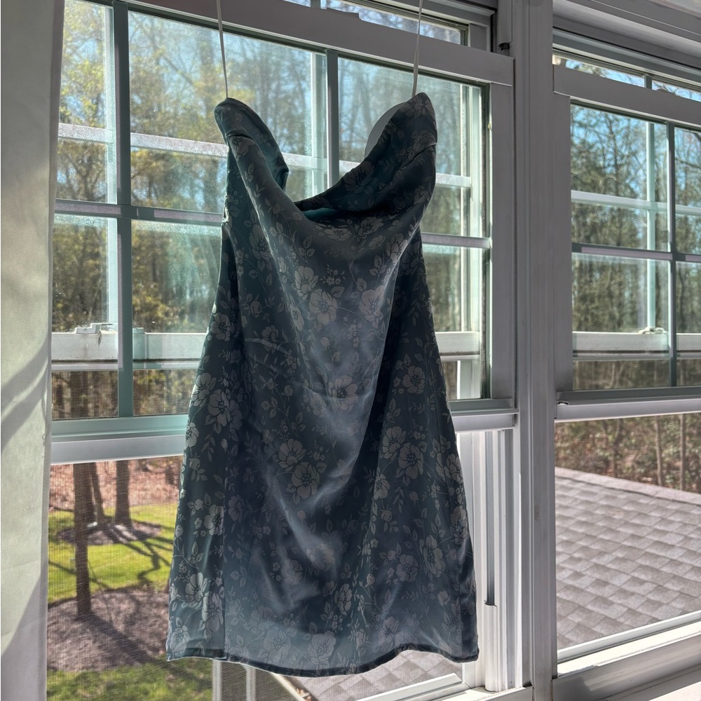 Princess Polly Floral Blue Satin Dress
